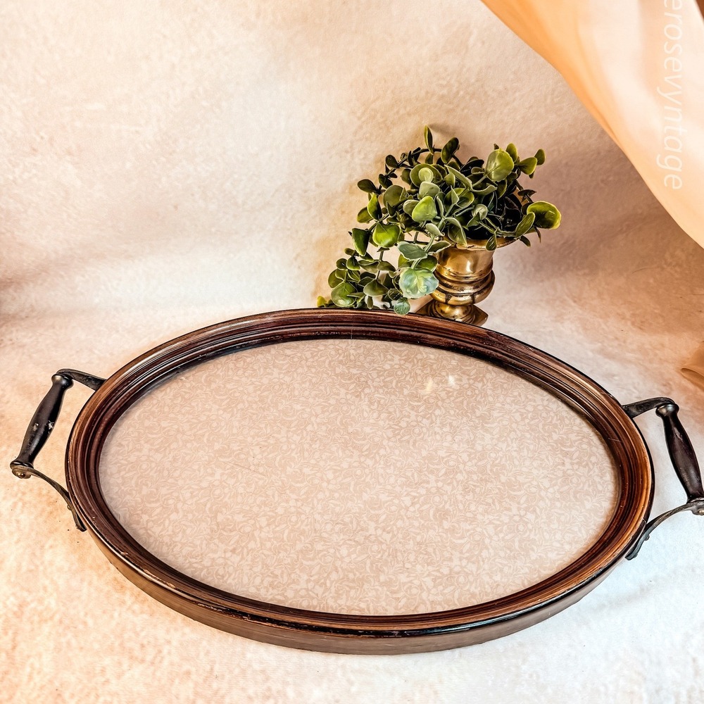 Antique Oval Wood Serving Tray‎